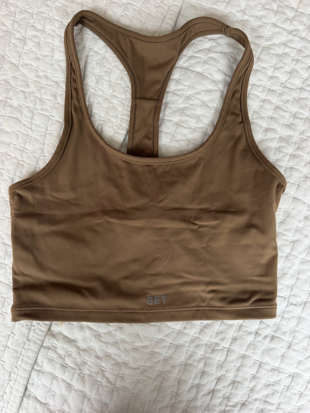SET Active Brown Scoop Neck Racerback Sports Bra